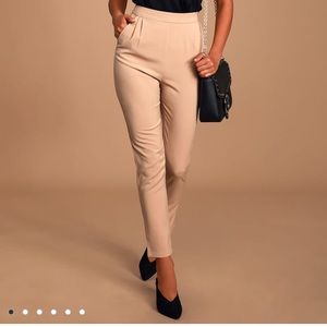 High waisted Beige Trousers Lulus
